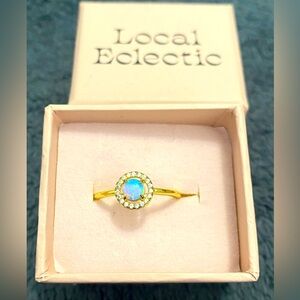 Local Eclectic Opal Ring with halo